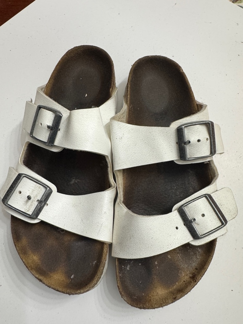 Women White Double-Buckle Slide Birkenstock size 36